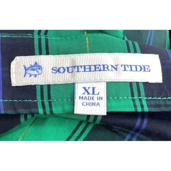 NWT Southern Tide Womens Green & Navy Plaid Wrap Long Sleeve Top XL - Picture 6 of 9